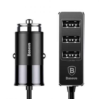 Зарядно устройство за кола Baseus Enjoy Together Car Charger with Extension 4x USB 5.5A Black