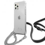 Калъф Original Faceplate Case Guess GUHCP12MKC4GSSI iPhone 12/12 Pro Transparent Silver Chain