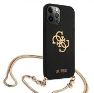 Калъф Original Faceplate Case Guess GUHCP12MLSC4GBK iPhone 12/12 Pro Black Gold Chain