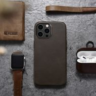Калъф iCarer Leather Oil Wax iPhone 13 Pro Max Coffee